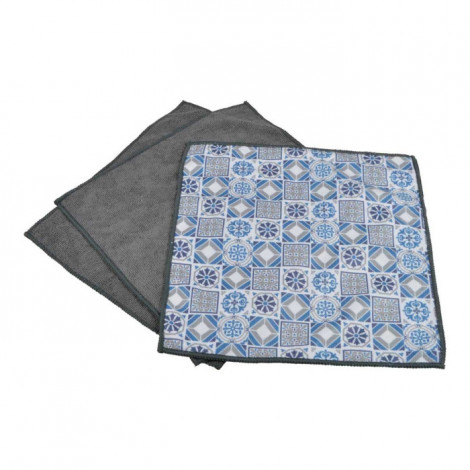 Lot de 3 Chiffons "Carreaux de Ciment" 30x30cm Gris|Entretien de la Maison|Paris Prix