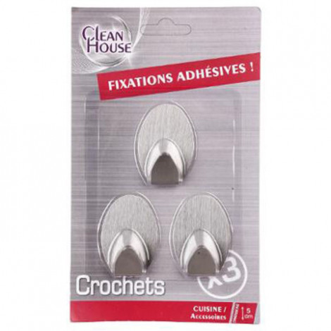 Lot de 3 Crochets pour Chiffons "Adhésifs" 5cm Gris|Entretien de la Maison|Paris Prix