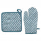 Gant & Manique Imprimé "Tikal" 32cm Bleu Canard|Linge de Cuisine|Paris Prix