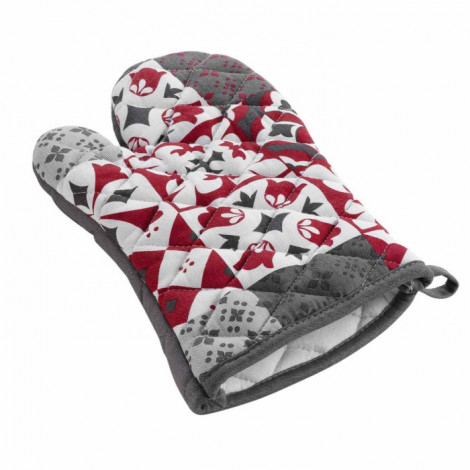 Gant de Cuisine "Credence" 30cm Gris & Rouge|Linge de Cuisine|Paris Prix