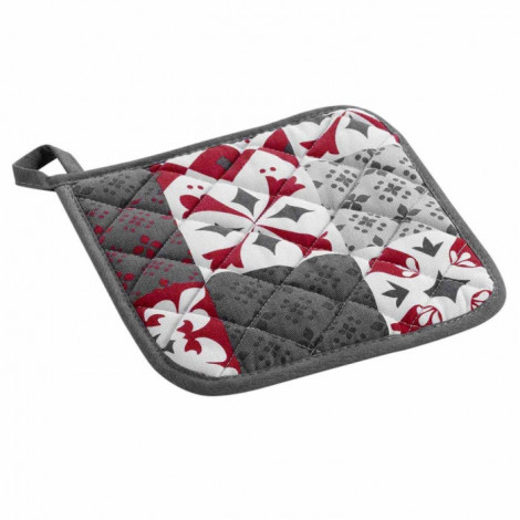 Manique de Cuisine "Credence" 19cm Gris & Rouge|Linge de Cuisine|Paris Prix