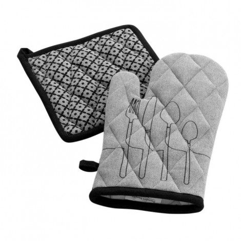 Gant & Manique Coton "Cuisiline" 28cm Gris Chiné|Linge de Cuisine|Paris Prix