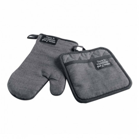 Gant & Manique Chambray "Harold" 18x28cm Gris|Linge de Cuisine|Paris Prix