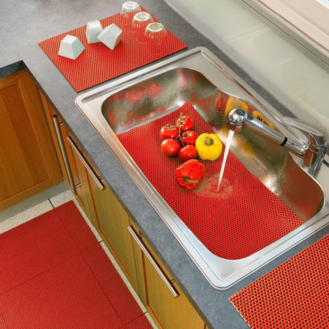 Tapis Multi-Usage en PVC "Tubulo" 43x65cm Rouge|Linge de Cuisine|Paris Prix