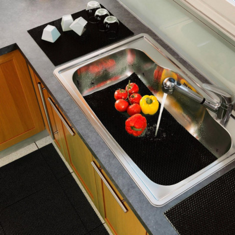 Tapis Multi-Usage en PVC "Tubulo" 43x65cm Noir|Linge de Cuisine|Paris Prix