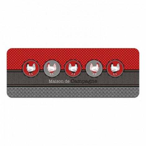 Tapis de Cuisine Imprimé "Auberge" 45x120cm Rouge|Linge de Cuisine|Paris Prix