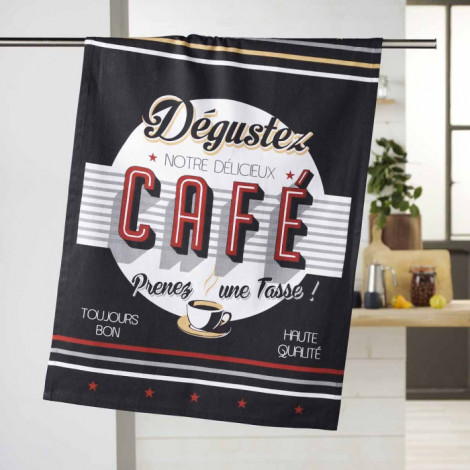 Torchon de Cuisine "Dégustez" 50x70cm Noir & Or|Linge de Cuisine|Paris Prix