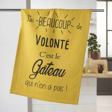 Torchon de Cuisine "Gourmandise" 50x70cm Jaune|Linge de Cuisine|Paris Prix