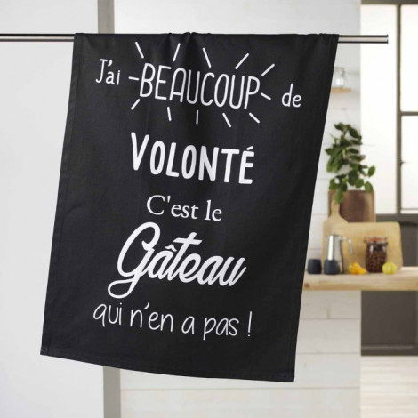 Torchon de Cuisine "Gourmandise" 50x70cm Noir|Linge de Cuisine|Paris Prix