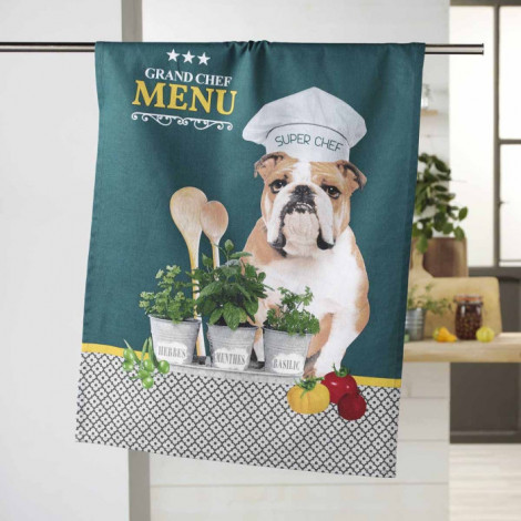Torchon de Cuisine Imprimé "Hot Dog" 50x70cm Bleu|Linge de Cuisine|Paris Prix