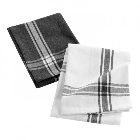 Lot de 2 Torchons "Cuisiline" 50x70cm Anthracite|Linge de Cuisine|Paris Prix