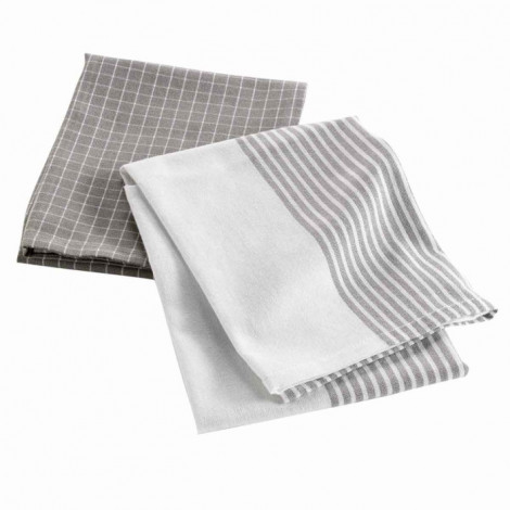 Lot de 2 Torchons "Cappuccino" 50x70cm Marron|Linge de Cuisine|Paris Prix