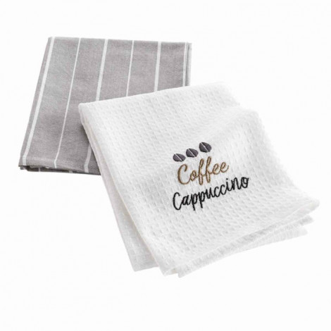 Lot de 2 Torchons Nid d'Abeille "Cappuccino" 50x70cm Marron|Linge de Cuisine|Paris Prix