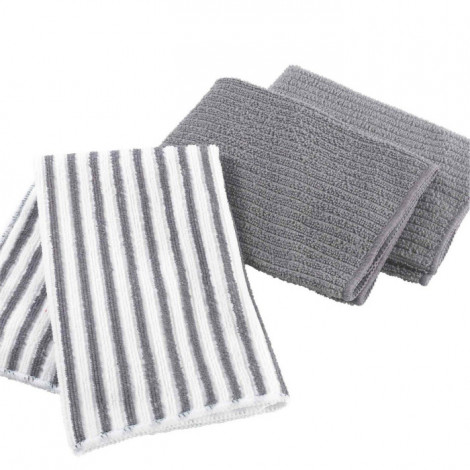 Lot de 3 Torchons Microfibre "Cuistot" 40x40cm Gris|Linge de Cuisine|Paris Prix