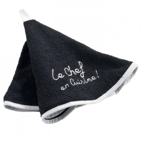 Essuie Main Rond "Cuistot" 60cm Noir|Linge de Cuisine|Paris Prix
