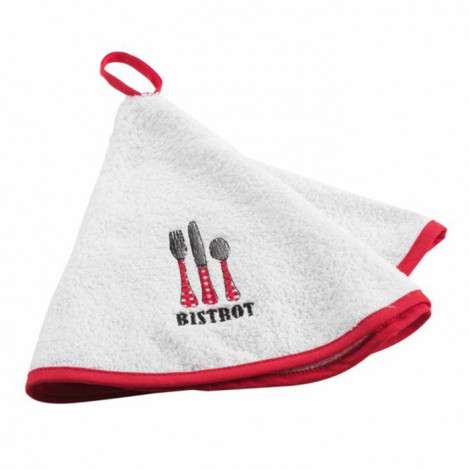 Essuie Main Rond "Au Bistrot" 60cm Rouge|Linge de Cuisine|Paris Prix