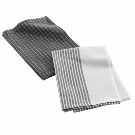 Lot de 2 Torchons de Cuisine "Auberge" 50x70cm Anthracite|Linge de Cuisine|Paris Prix