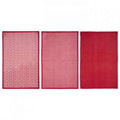 Lot de 3 Torchons "Imprimé" 45x70cm Rouge|Linge de Cuisine|Paris Prix