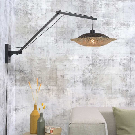 Lampe murale déportée bambou noir et naturel|Appliques murales|Lampe Avenue