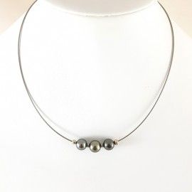Collier perles de Tahiti, set de 3 perles - By "NACRE NOIRE"