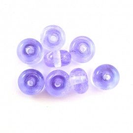 8 perles de verre mauve