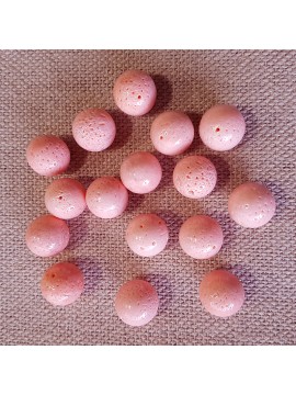 Lot de 16 perles de corail peinte rose