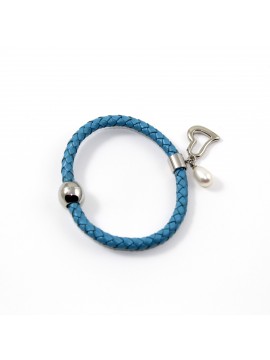 Bracelet Cuir Turquoise Et Perle