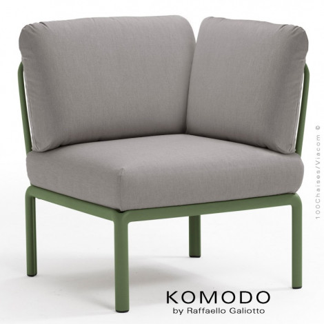 Élément d'angle canapé modulaire KOMODO, structure plastique, avec coussin d'assise et dossier, tissu hydrofuge pour extérieur.|Banquettes / Bancs / Poufs|100chaises
