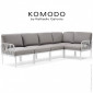 Canapé modulable design KOMODO, ensemble 5 modules plastique couleur, assise, dossier coussins tissu hydrofuge pour extérieur.|Banquettes / Bancs / Poufs|100chaises