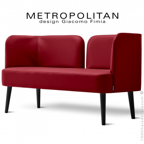 Banquette design METROPOLITAN, piétement bois conique, habillage cuir synthétique pour collectivités.|Banquettes / Bancs / Poufs|100chaises