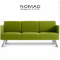 Banquette design NOMAD, trois places avec accoudoirs, piétement acier peint ou chromé, assise et dossier habillage tissu tissé.|Banquettes / Bancs / Poufs|100chaises