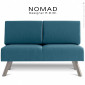 Banquette design NOMAD, deux places avec accoudoirs, piétement acier peint ou chromé , assise et dossier habillage tissu tissé.|Banquettes / Bancs / Poufs|100chaises