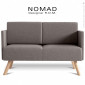 Banquette design NOMAD, deux places avec accoudoirs, piétement bois teinté, assise et dossier garnis habillage tissu tissé.|Banquettes / Bancs / Poufs|100chaises