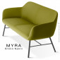 Banquette design MYRA, assise, dossier et accoudoirs garnis de mousse, habillage tissu couleur, piétement acier peint ou chromé.|Banquettes / Bancs / Poufs|100chaises