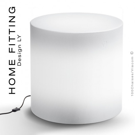 Pouf ou table lumineuse ronde HOME FITTING, éclairage LED, structure plastique blanc pour extérieur et intérieur.|Banquettes / Bancs / Poufs|100chaises
