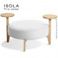 Pouf design ISOLA-90/TO, piétement bois massif de chêne vernis, assise garnie de mousse, habillage tissu.|Banquettes / Bancs / Poufs|100chaises