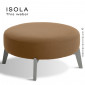 Pouf design ISOLA-90, piétement bois massif de chêne vernis, assise garnie de mousse, habillage tissu.|Banquettes / Bancs / Poufs|100chaises