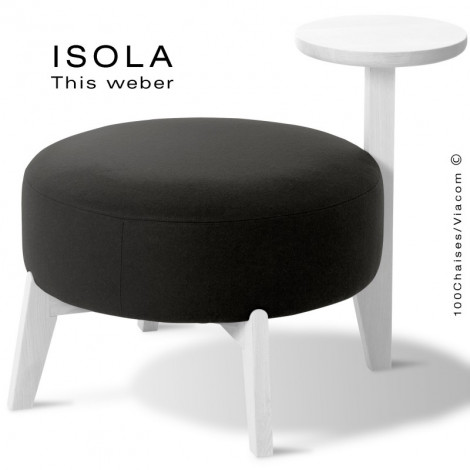 Pouf design ISOLA-65/T, piétement bois massif de chêne vernis, assise garnie de mousse, habillage tissu.|Banquettes / Bancs / Poufs|100chaises