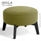 Pouf design ISOLA-65, piétement bois massif de chêne vernis, assise garnie de mousse, habillage tissu.|Banquettes / Bancs / Poufs|100chaises