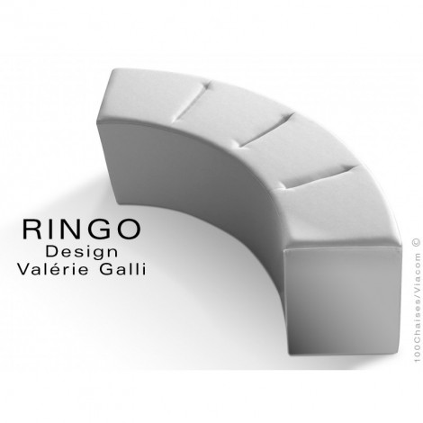 Banquette modulable courbe large RINGO, structure multiplis de bois, assise garnie de mousse, habillage cuir couleur.|Banquettes / Bancs / Poufs|100chaises