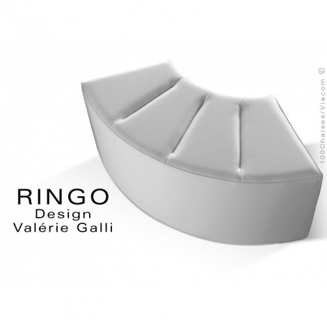 Banquette modulable courbe étroite RINGO, structure multiplis de bois, assise garnie de mousse, habillage cuir couleur.|Banquettes / Bancs / Poufs|100chaises