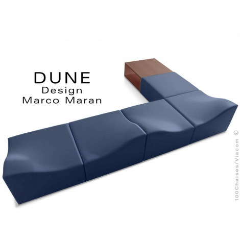 Banquette design modulable en forme de vague DUNE-6, assise garnie de mousse, habillage cuir synthétique, structure bois.|Banquettes / Bancs / Poufs|100chaises