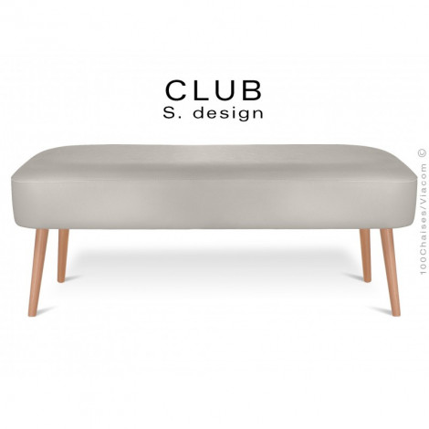 Petite banquette rectangulaire CLUB, assise garnie de mousse, habillage cuir synthétique, piétement bois conique.|Banquettes / Bancs / Poufs|100chaises
