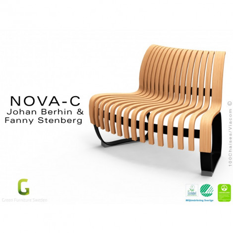 Banc module convexe NOVA assise bois structure métal - 4 modules|Banquettes / Bancs / Poufs|100chaises Banc module convexe NOVA assise bois structure métal - 4 modules|Banquettes / Bancs / Poufs|100chaises