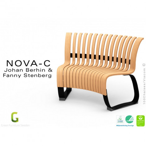 Banc module concave NOVA assise bois structure métal - 4 modules|Banquettes / Bancs / Poufs|100chaises Banc module concave NOVA assise bois structure métal - 4 modules|Banquettes / Bancs / Poufs|100chaises