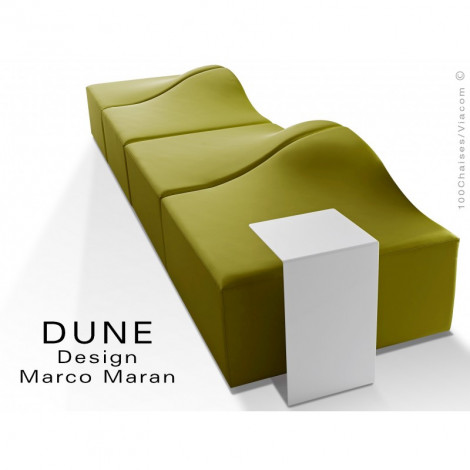 Banquette design modulable en forme de vague DUNE-4, assise garnie de mousse, habillage cuir synthétique, structure bois.|Banquettes / Bancs / Poufs|100chaises