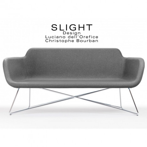 Canapé 2 places SLIGHT, assise et dossier garnis, habillage 100% laine, piétement acier chromé.|Banquettes / Bancs / Poufs|100chaises Canapé 2 places SLIGHT, assise et dossier garnis, habillage 100% laine, piétement acier chromé.|Banquettes / Bancs / Poufs|100chaises