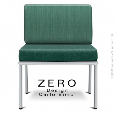 Banquette d'extérieur modulable ou fauteuil ZERO, structure acier peint, assise et dossier coussin amovible tissu hydrofuge.|Fauteuil / Chauffeuse|100chaises