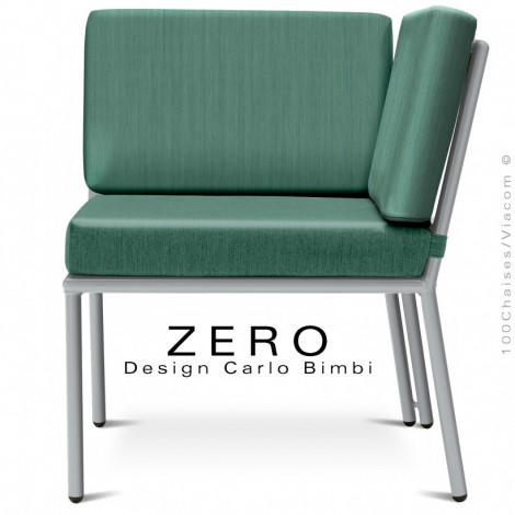 Banquette modulable ou module d'angle d'extérieur ZERO, structure acier peint, assise et dossier coussin amovible tissu uni.|Fauteuil / Chauffeuse|100chaises