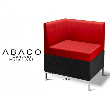 Banquette module d'angle ABACO, ou simple fauteuil d'angle, habillage tissu tissé laine, piétement chromé.|Fauteuil / Chauffeuse|100chaises